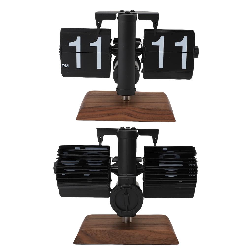 Digital   Desk Clock 12 Hours Battery Powered Retro Mechanical Auto   Down Clock with Wood Base for Living Room
