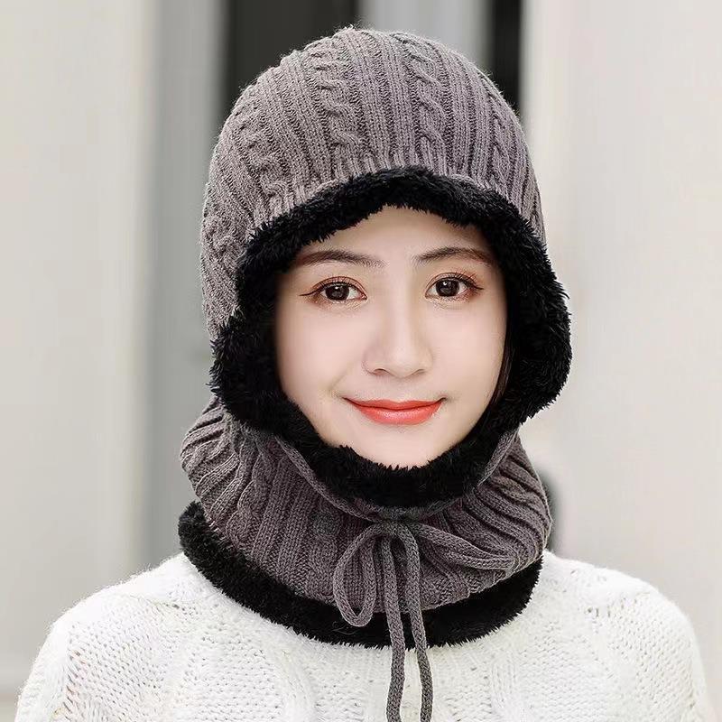 Women’s hat Winter warm hat outdoor cycling windproof cold-weather knit beanie with neck protection fleece-lined men's hat
