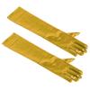Cosplay Party Stage Performance Women Full Finger Shine Faux Leather Long Gloves