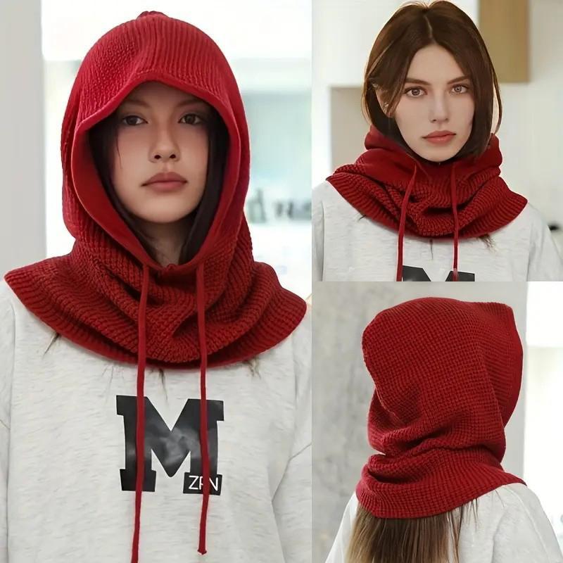 Dzianinowy szalik z kapturem dla kobiet Jesień i Zima Gruby i Ciepły Z nausznikami