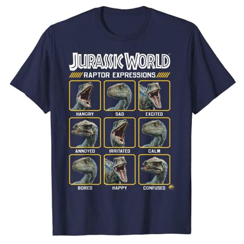 

Футболка з графічним принтом Jurassic World Two Blue Raptor Expressions Милий мультяшний одяг для любителів динозаврів Графічна футболка Топ Вуличний одяг M