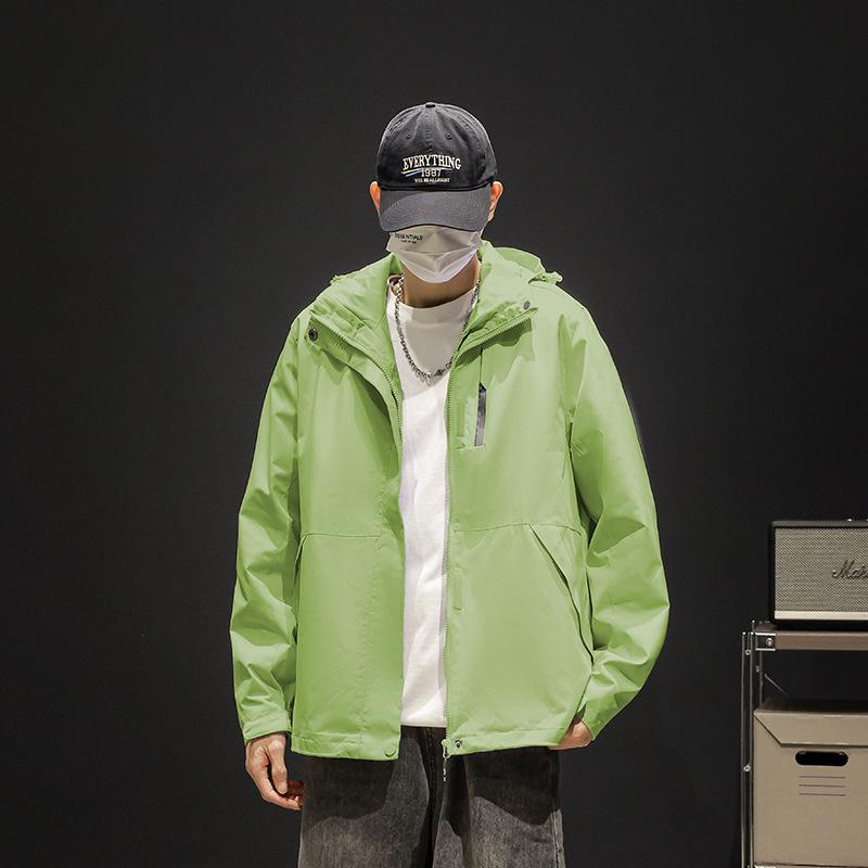 

Куртка мужская на весну и осень в корейском стиле, тонкая однотонная повседневная куртка с капюшоном и лацканами, рабочая куртка для мужчин 4XL