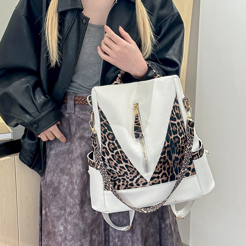 Rucksack mit Leopardenmuster und großem Fassungsvermögen für Damen, diebstahlsicherer Rucksack