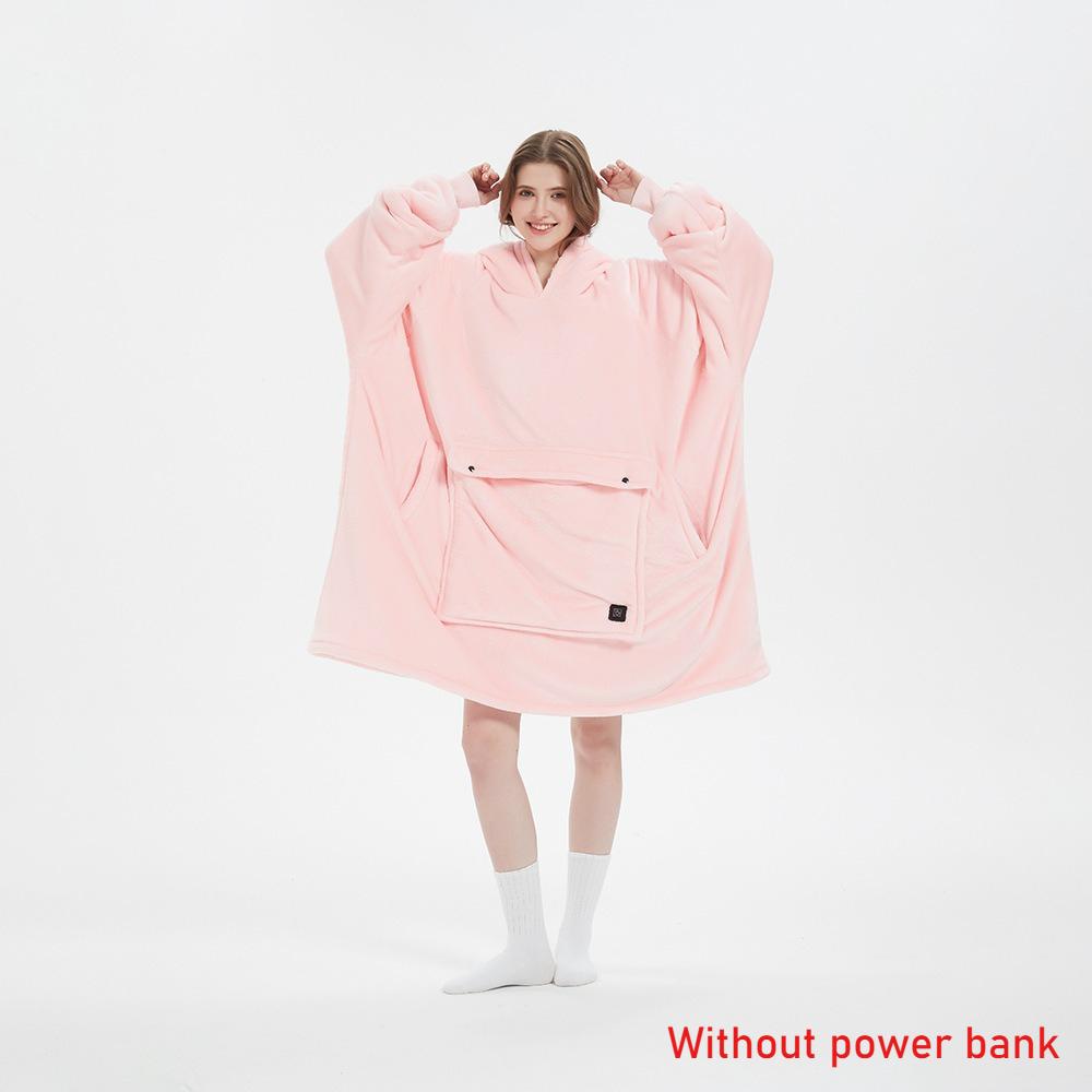 

Носимая толстовка-одеяло оверсайз с рукавами и карманом, из шерпы, теплая, толстая, плюшевая, с подогревом, с капюшоном, уютная, эластичная, мягкая розовый