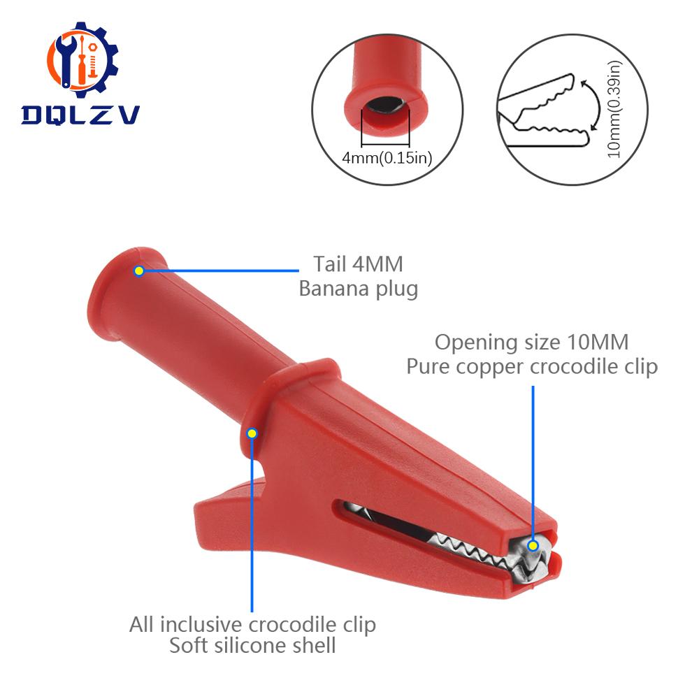 5PCS 30A 1000V Plastic Opening 10MM Round Handle Crocodile Test Adapter Clip Probe Pen Test Alligator 4mm Banana Plug Insulated