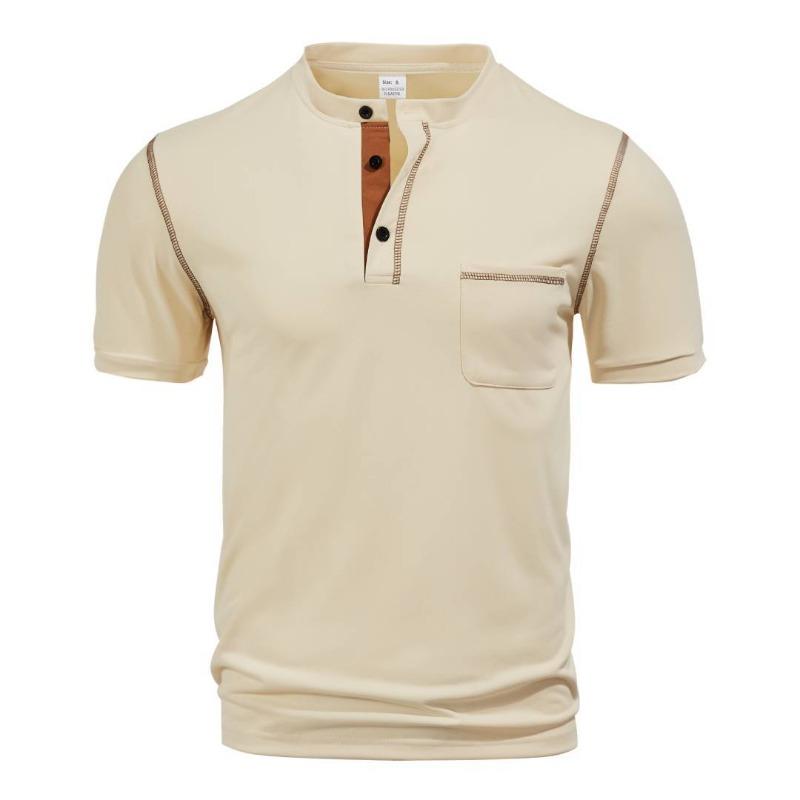 Herren Übergröße Farbblock Casual Sport-Poloshirt mit Henley-Ausschnitt, Atmungsaktiv und Schnelltrocknend