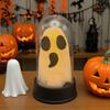 Yousheng Halloween Ghost Decoration Lighted Ghost In Glass Dome Cloche Cute White Ghost with LED Light for Home Kitchen Mantel Tabletop Decor
