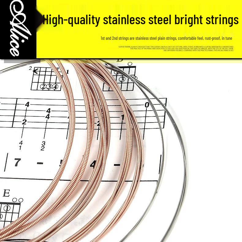 Alice A206SL Folk Acoustic Guitar Strings 123456 Full Set (011-052) for Beginners