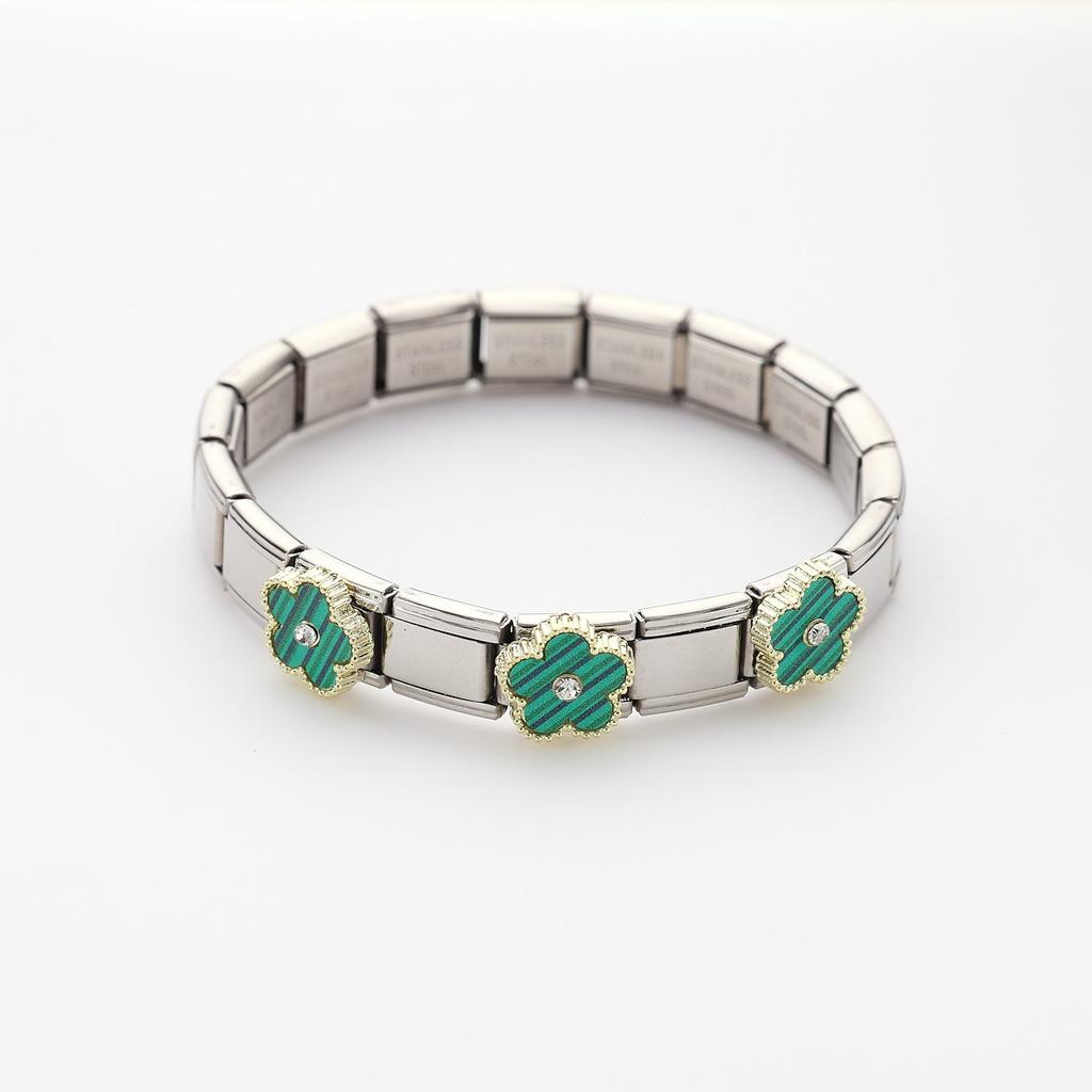 Stainless Steel Strap Stretch Five Leaf Flower Gold/Silver Bracelet Simple for Woman Girl New Trend Party Casual Jewelry Clover