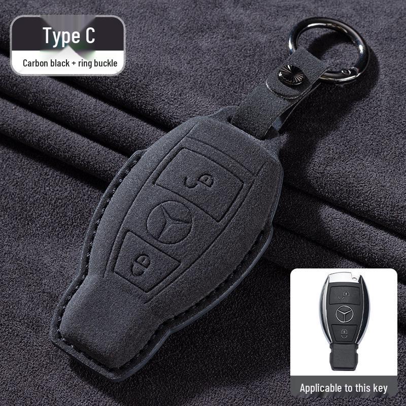 Mercedes-Benz E300L/GLC260/E260L Key Cover with Full Suede and Buckle - Men's Interior Decoration