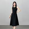 Minimalist round neck sleeveless vest dress for 2026 spring fashion, versatile and slimming, mid length dress