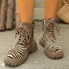 2024 Autumn Fashion Lace Up Chunky Shoes Casual Winter Snow Women's Boots Leopard Women Ankle Boot Designer Suede Platform Shoes