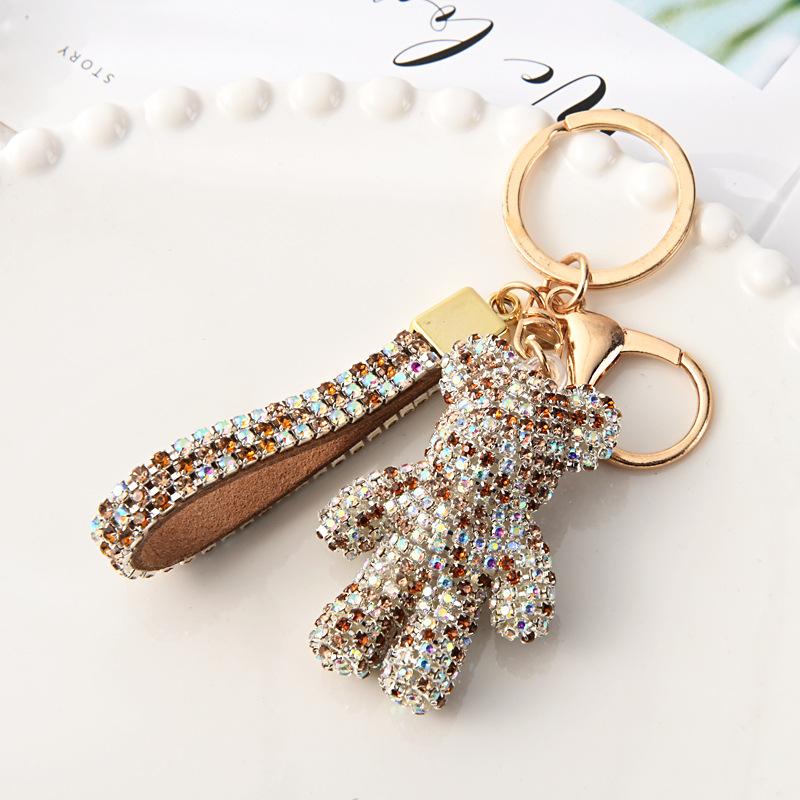 Diamantbesetzter Cartoon-Schlüsselanhänger Wütender Bär Auto-Schlüsselanhänger – Luxuriöser Handtaschen-Anhänger und Kreatives Werbegeschenk