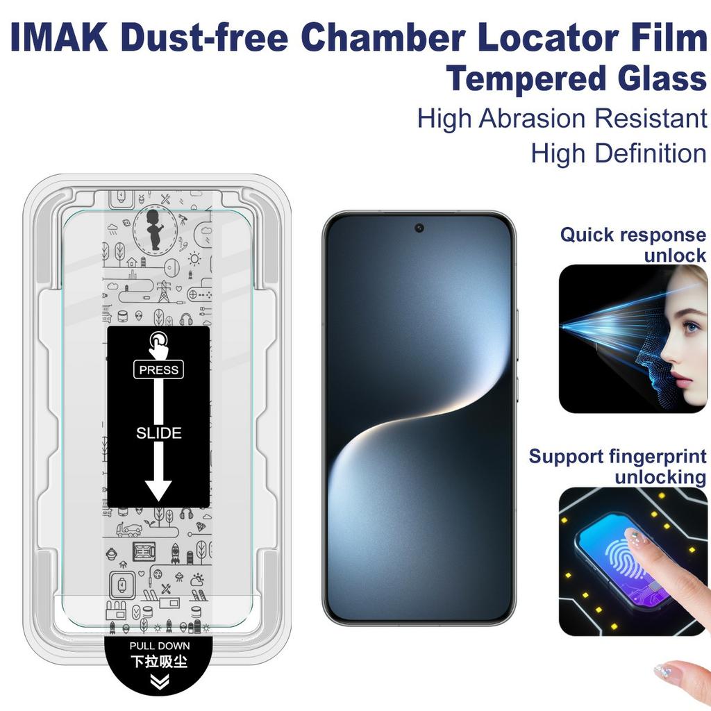 IMAK Seria H Dla Honor Magic7 5G Szkło Hartowane Ochraniacz Ekranu Folia Instalacyjna Bez Pyłu (Odblokuj odcisk palca)