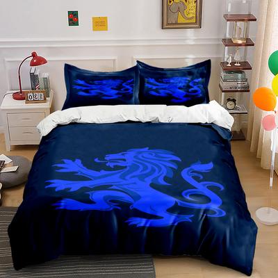 Blue Lion Silhouette Pattern. Bedding Sets Duvet Cover Sets Duvet Covers Pillowcases(1 * Duvet Cover 2 * Pillowcases, Without Duvet Insert)