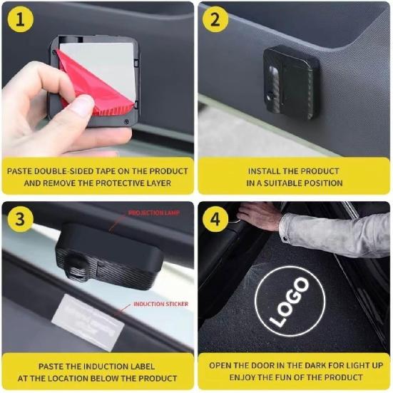 2PCS  Car Brand Car Door Lights, LED Projector Car Door Step Courtesy Welcome Lights, 3D LED Car Welcome Lights Lamp Fits For Most Brand (2Pcs For