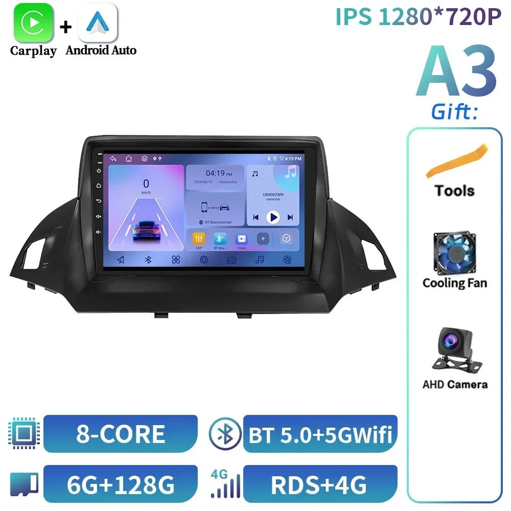 For Ford Kuga 2 Escape 3 2012-2019 Car Radio Wireless Bluetooth Carplay Android 14 Multimedia GPS Navigation Touch Screen Stereo