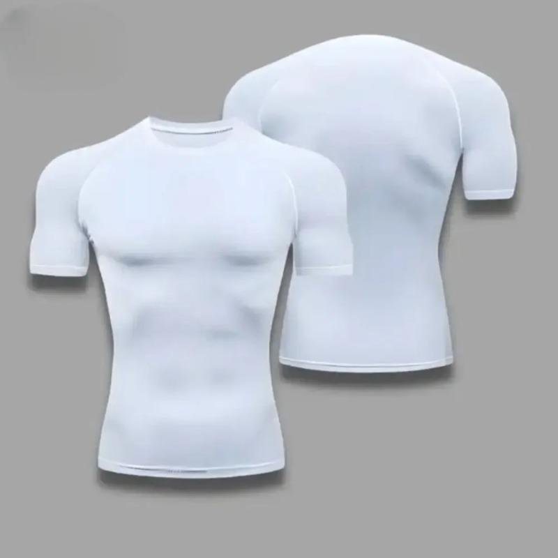 Men Quick-Dry Athletic T-Shirt Breathable Stretchy Moisture-Wicking Short Sleeve Compressed Fitness Gym Sports Workout 8 Colors