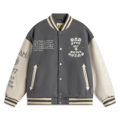 Li Ning Badfive Fashion Klassisch Amerikanisch Retro Täglich Campus Vielseitig Street Trend Locker Bequem Baumwolljacke Herrenjacke AJMV119-1