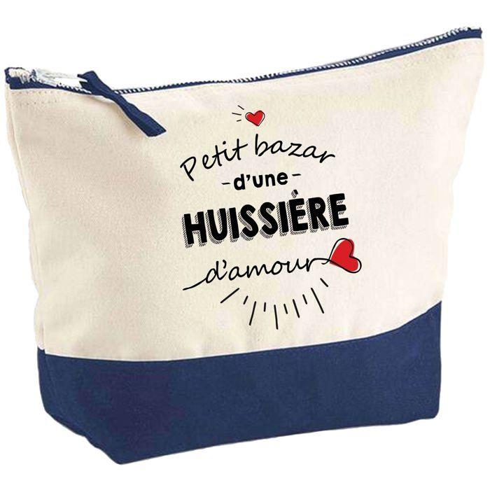 Trousse de maquillage - PLANETEE - Pochette fond bleu Bazar d'une Huissière d'Amour - Grand format - Coton - Impression HD