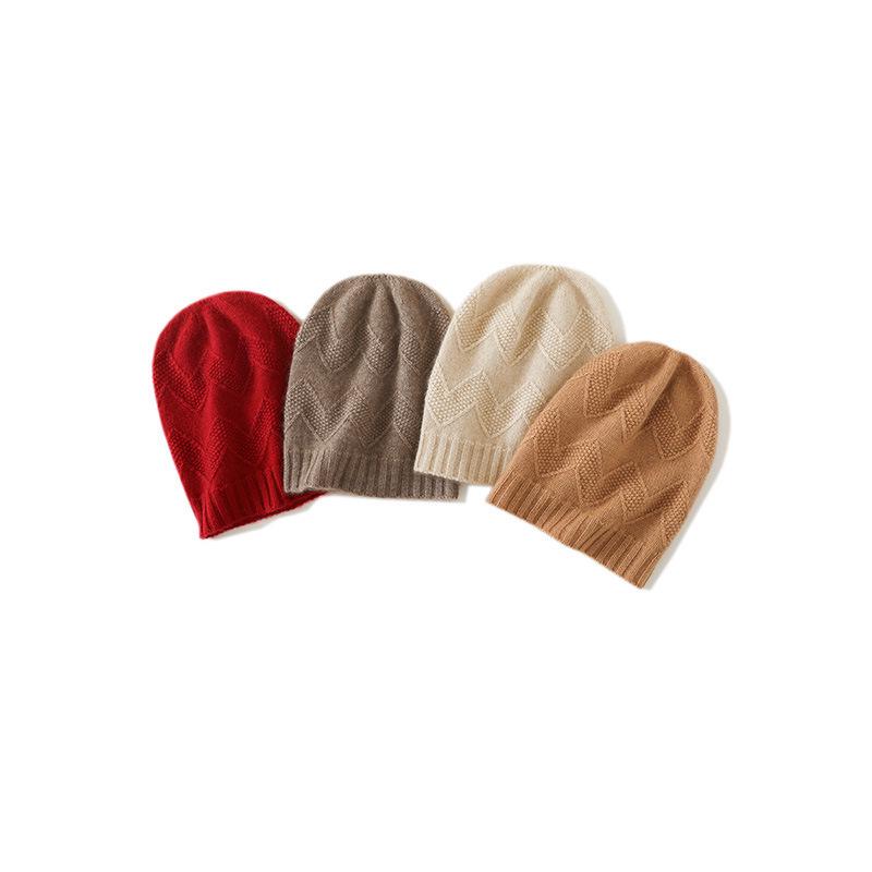 Cashmere 2025 Women's Cable Knit Thick Ear-Warming Hat for Autumn/Winter