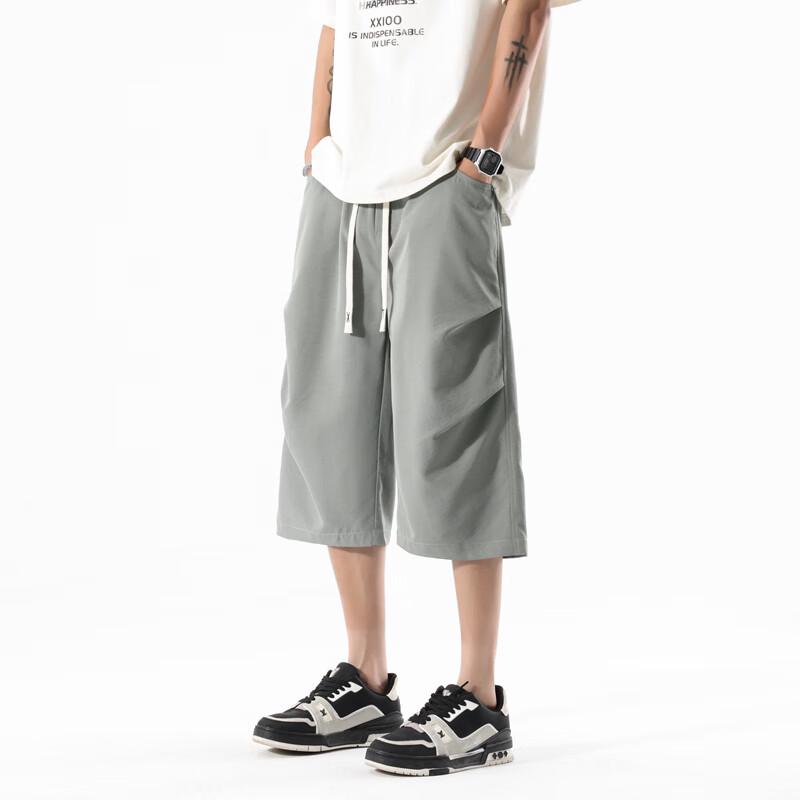 Men's Loose Fit Ice Silk Capris Beach Shorts