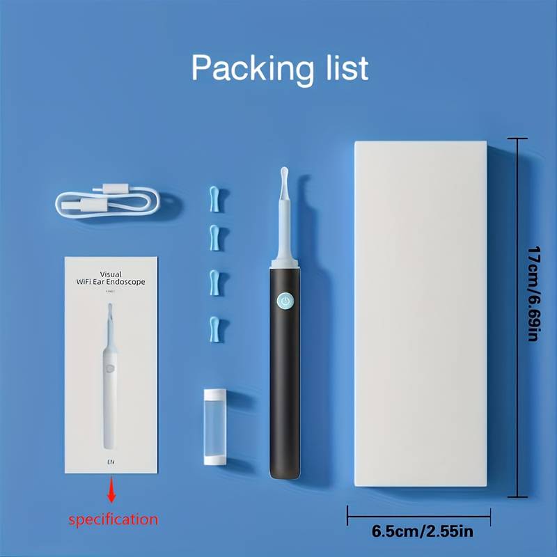 Vezeték nélküli fültisztító készlet 6 LED lámpával és kamerával – hatékonyan távolítja el a fülzsírt és a szennyeződéseket a tisztább hallás és látás érdekében