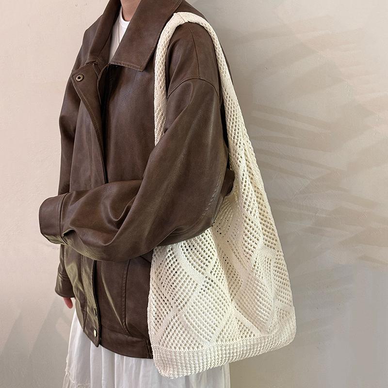 Hollow mesh woven women's bag summer shoulder underarm tote bag large capacity