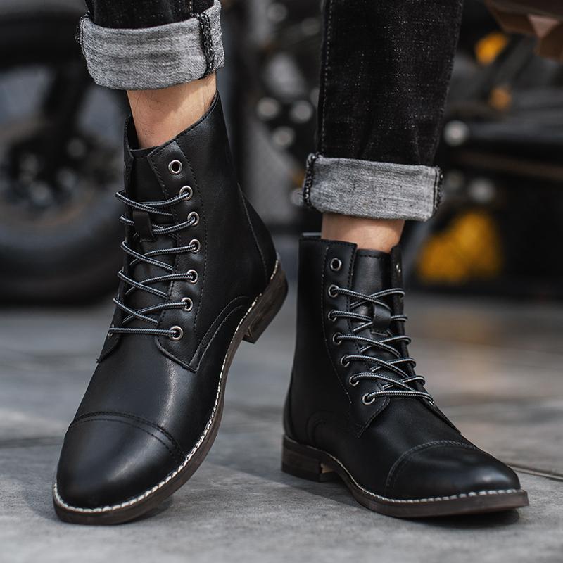 Customized handmade leather men's boots, retro round toe fashionable formal wear high-quality genuine leather autumn and winter