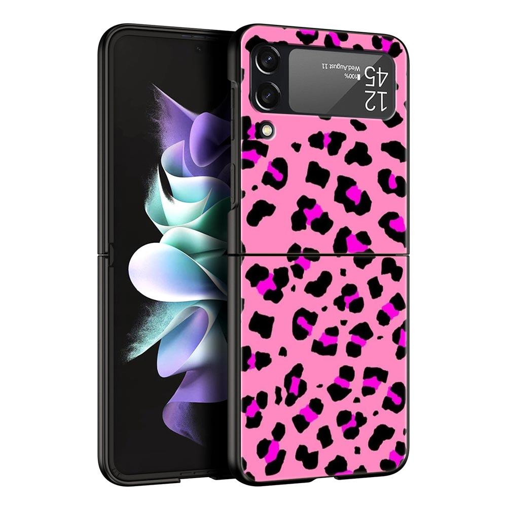 Leopard Print Pattern Phone Case For Samsung Galaxy Z Flip 6 5 4 3 Shell For Samsung Z Flip3 Flip4 Flip5 Flip6 Hard PC Cover