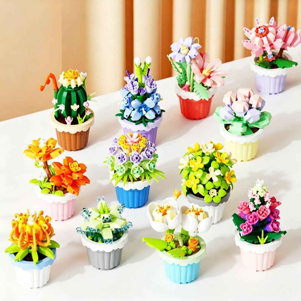 Immortal Flower Succulent Building Blocks - Creative Model for Desktop Decor