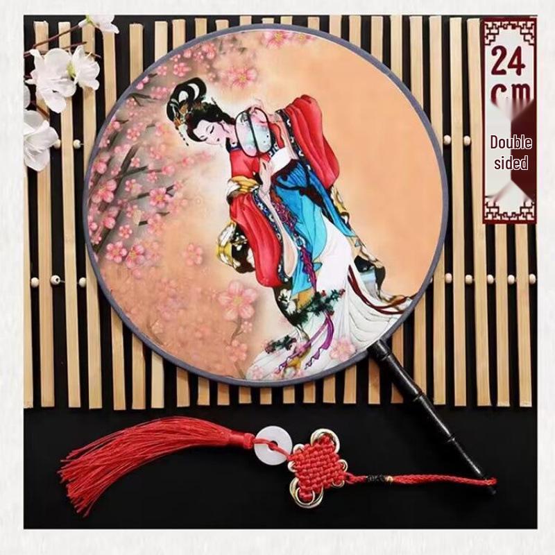 Neuer doppelseitiger runder Cheongsam Performance Tanzfächer