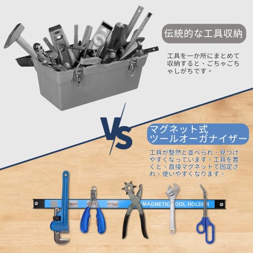 aleawol 3-Piece Magnetic Tool Holder, 45cm, Strong Magnetic Bar with Screws, Wall-Mounted Tool Bar, Storage Rack for Iron Tools, Heavy-Duty and Drop-R