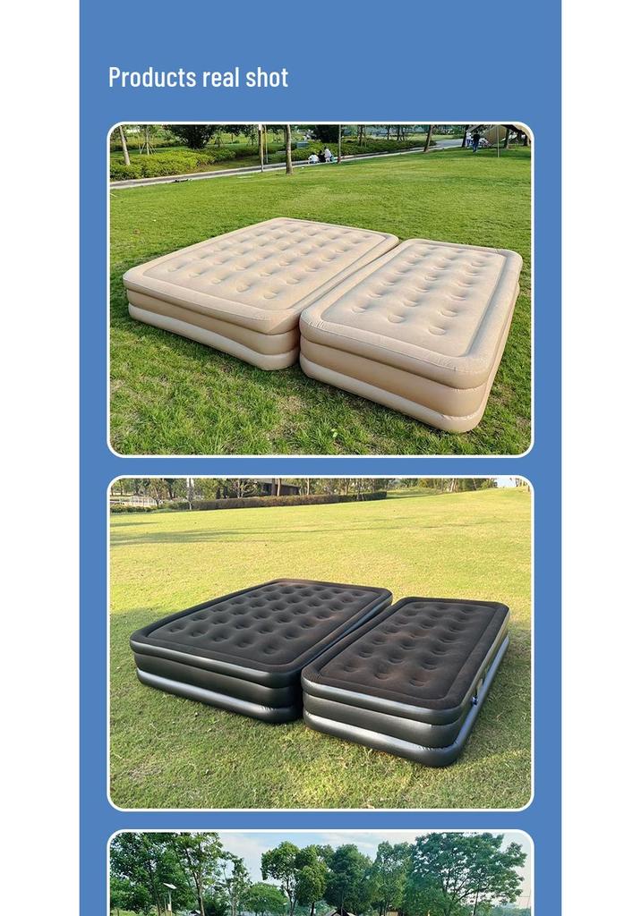 Xiyin Automatic Inflatable Camping Mat with Built-in Pump, Flocking Surface, Headboard, and Extra-Thick Design