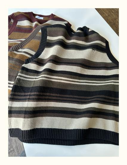 8517 Winter Korean Style Plus Size Casual Embroidered Knit Striped Vest