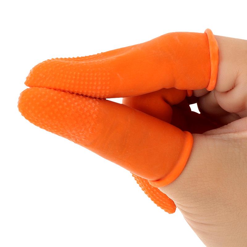 Orange Thickened Latex Finger Protectors - Disposable, Anti-Slip, Anti-Static, 500g for Beauty & Money Counting.