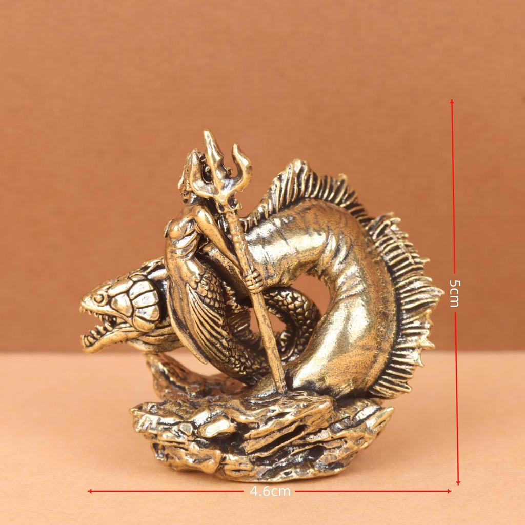 Brass Medusa Fish-Dragon Home Ornament: Copper Metal Craft Decoration