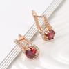 Trend  Rose Gold Color English Earrings For Women Round Red Natural Zircon Accessories Bride Wedding Jewelry Gift