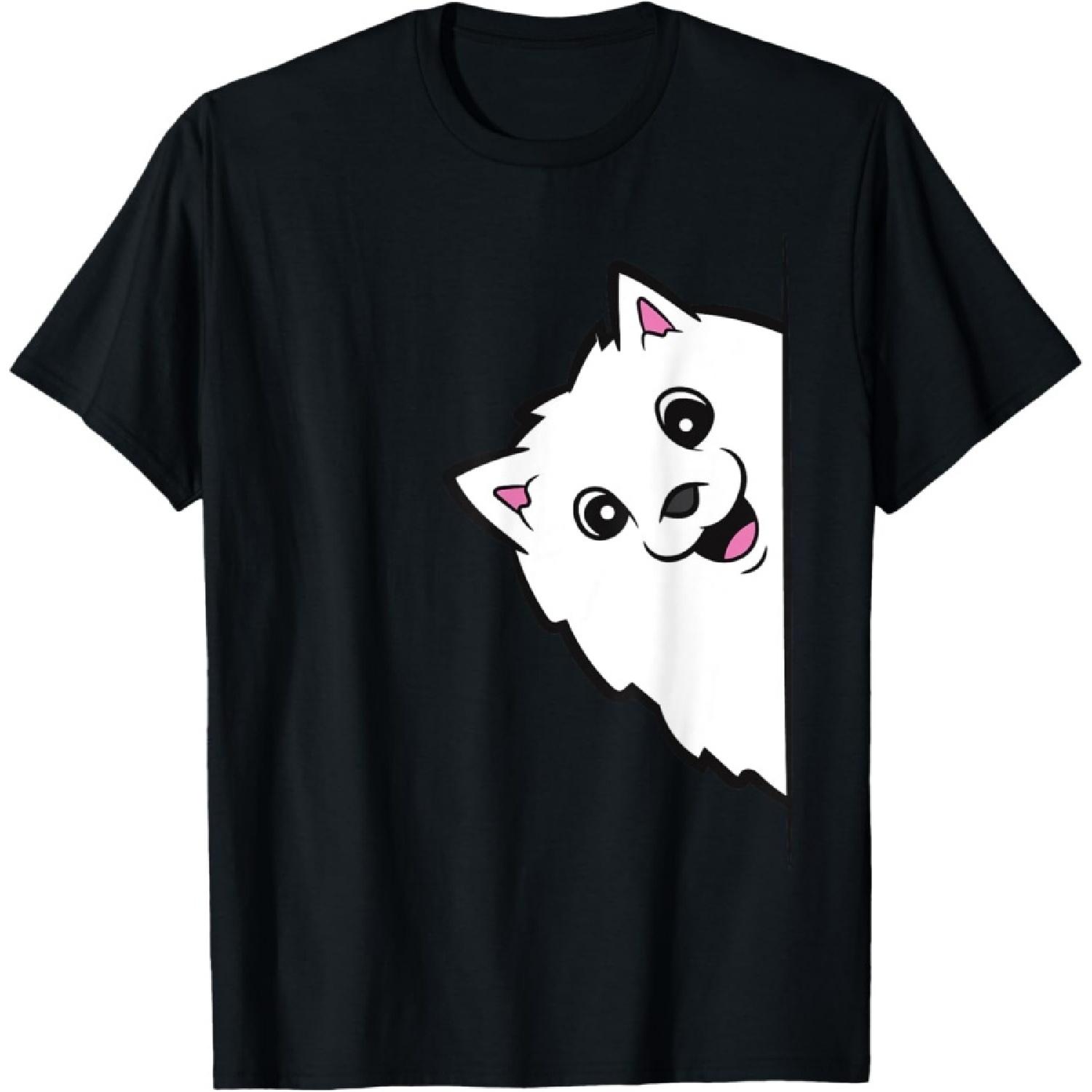 Cute Samoyed Dog Peeking From Side Funny Samoyed Men Women Kids T-Shirt S