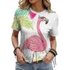 Sommer Rund Hals 3D Dyreprint Topp Moteable Casual Kortarmet Dame T-skjorter