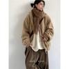 Winter Japanese Style Stand Collar Fleece Puffer Jacket Loose Fit Casual Warm Coat Teens