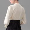 New Age Reducing Chiffon Shirt for Women Chinese Style Small Stand Up Collar Flare Spring Autumn Blouse Good Looking