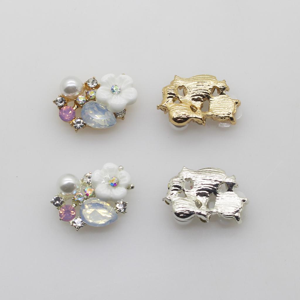 LKERAN 10pcs New DIY Decoration Buttons Metal Button Wedding Dress Accessories for 18 * 12mm