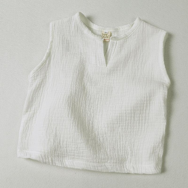 Kinderweste Koreanischer Stil Künstlerischer Stil Ärmellos Basisshirt für Jungen und Mädchen Einfarbiges Oberteil