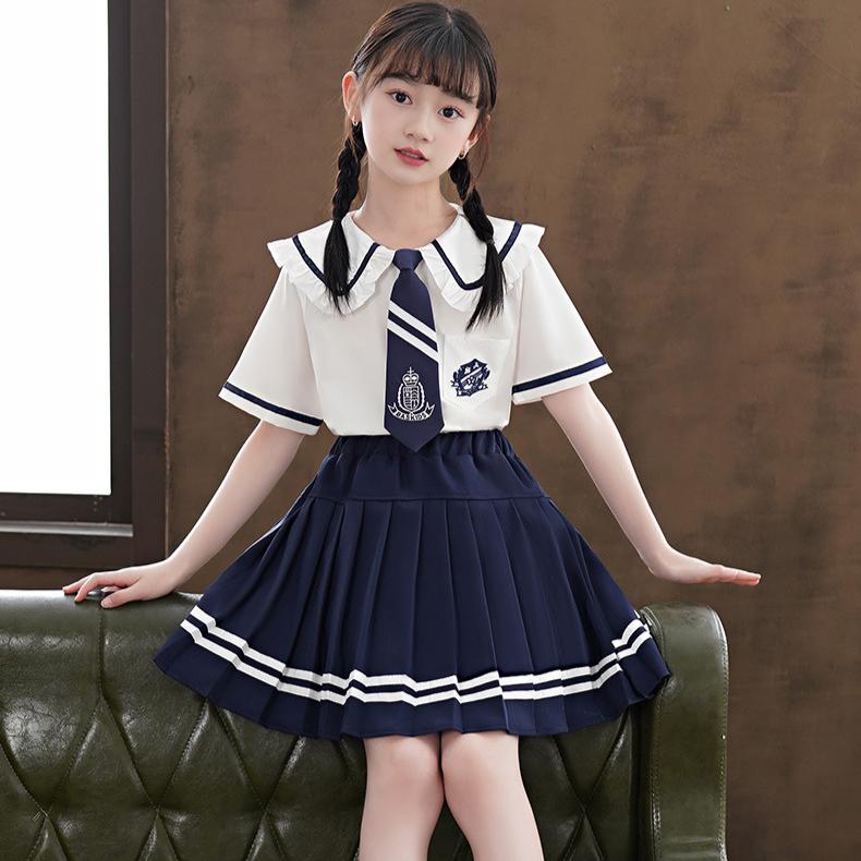Girls' College Style Set Summer Children's JK Uniform Skirt Summer Skirt Girls' Pleated Skirt