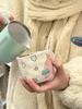 Creative Cute Bear Pattern Ceramic Mugs with Handle Hand Pinched Irregular Coffee Cups Handmade Breakfast Milk Oatmeal Tea Cup