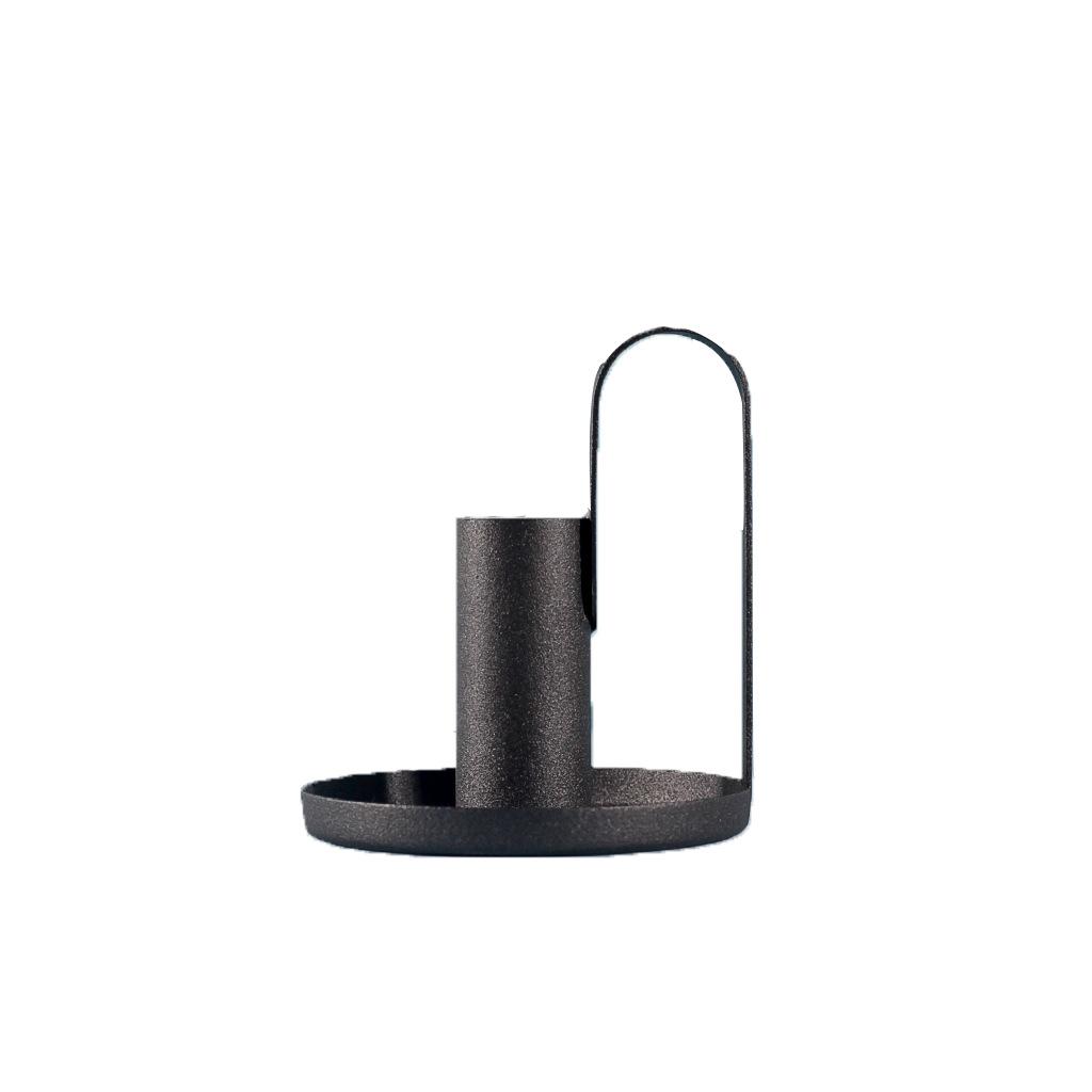 Simple and Small Black Wrought Iron Metal Candle Holder Decoration Candle Base