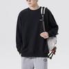 LiNing Solid Color Brand Logo Loose Casual Pullover Round Neck Sweatshirt Men sweatshirt Black AWDTC73-1
