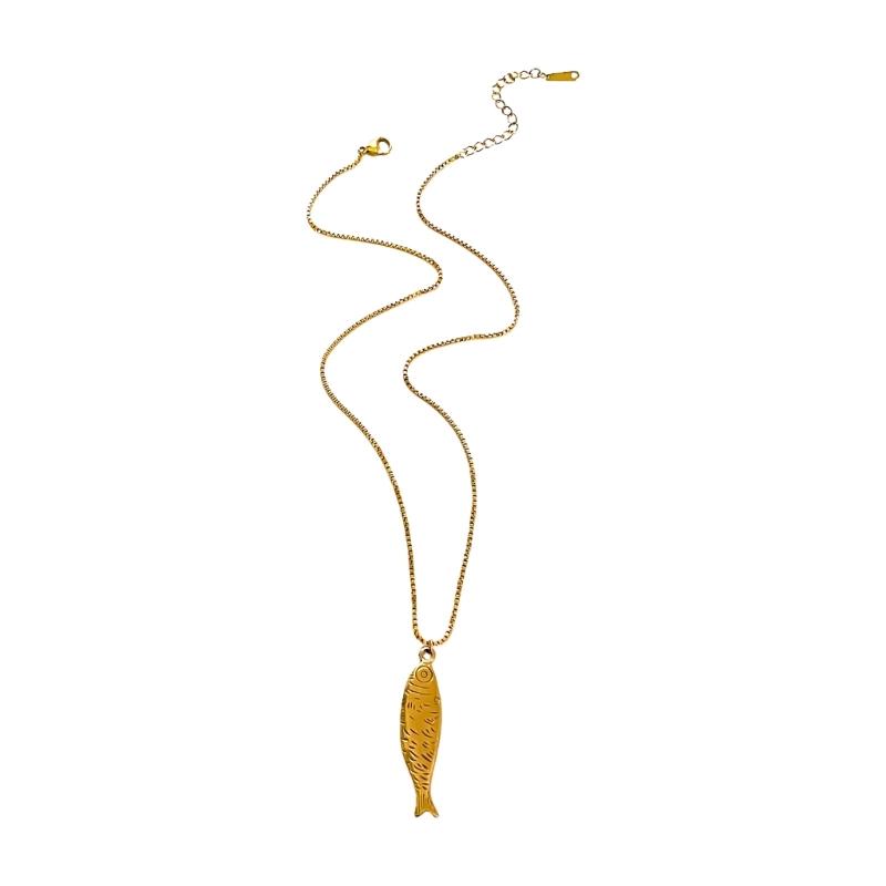 Stylish Fish Charm Handmade Necklace Stainless Steel Everyday Jewelry Gift For Her Trendy Clavicle Chain