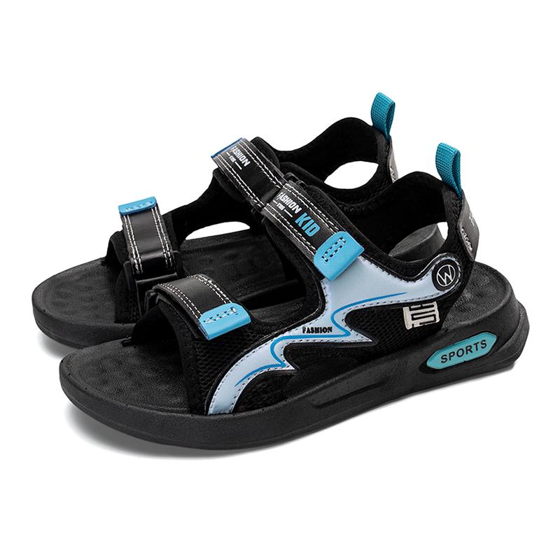 

Летние сандалии для мальчиков и девочек, размер 29–40, дышащая прогулочная повседневная пляжная обувь, мягкая для маленьких детей, уличная треккинговая обувь босиком на каблуке 40 синий